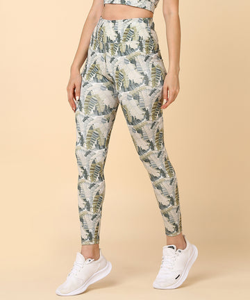 Green Leaf Printed Leggings